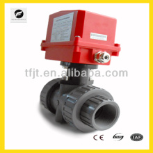 AC220V 2" UPVC double union electric motor control valve with manual override and position indicator